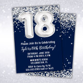 Navy Blue Silver 18e verjaardagsfeest Kaart