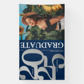 Navy Blue Silver 2025 Afstuderen Foto Afstuderen Spandoek (Verticaal)