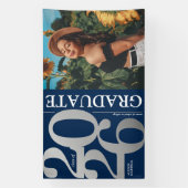 Navy Blue Silver 2025 Afstuderen Foto Afstuderen Spandoek (Verticaal)