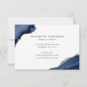 Navy Blue Silver Agaat Glitter Afspraakkaart Kaart (Achterkant)