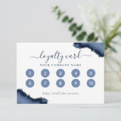 Navy Blue Silver Agaat Glitter Loyalty Kaart (Staand voorkant)