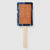 Navy Blue Silver Agate Dark Wedding Programme Handwaaier (Achterkant)