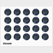 Navy Blue Silver Agate Marble Business Hartelijk d Ronde Sticker (Vel)