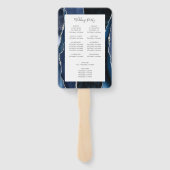 Navy Blue Silver Agate Wedding Programme Handwaaier (Achterkant)