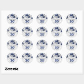 Navy Blue Silver Balloon Glitter Favor Birthday Ronde Sticker (Vel)