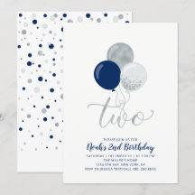 Navy Blue & Silver Balloons Boy 2e verjaardag