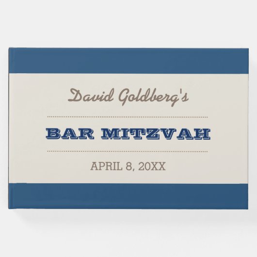 Navy Blue & Silver Bar Mitzvah Gastenboek (Voorkant)
