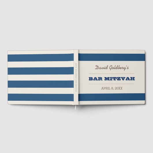 Navy Blue & Silver Bar Mitzvah Gastenboek (Volledig)
