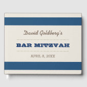 Navy Blue & Silver Bar Mitzvah Gastenboek (Voorkant)