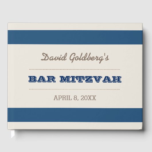Navy Blue & Silver Bar Mitzvah Gastenboek (Voorkant)