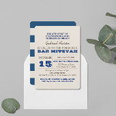 Navy Blue & Silver Bar Mitzvah Uitnodiging