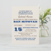Navy Blue & Silver Bar Mitzvah Uitnodiging (Staand voorkant)
