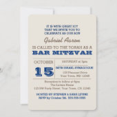Navy Blue & Silver Bar Mitzvah Uitnodiging (Voorkant)