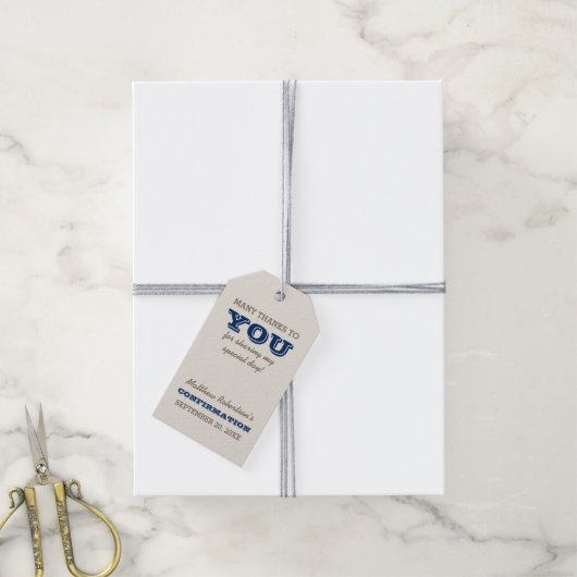 Navy Blue & Silver Bevestiging Hartelijk dank Cadeaulabel (Met Touw)