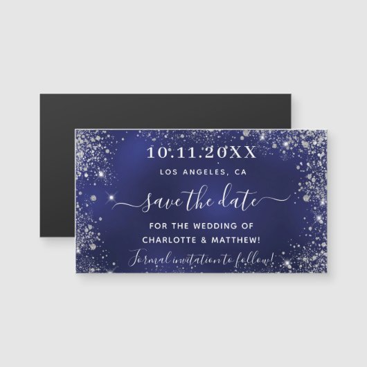 Navy blue Silver bruiloft met uitzondering van de (Voorkant / Achterkant)