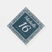 Navy Blue Silver Diamond Glitter 16e verjaardag Servet (Hoek)