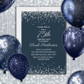 Navy Blue Silver Diamond Glitter 75th Birthday Kaart