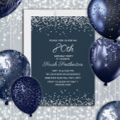 Navy Blue Silver Diamond Glitter 80th Birthday Kaart