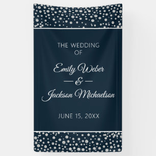 Navy Blue Silver Diamond Glitter Wedding Spandoek