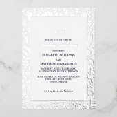 Navy blue | Silver Elegant Luxury Wedding Folie Uitnodiging (Voorkant)
