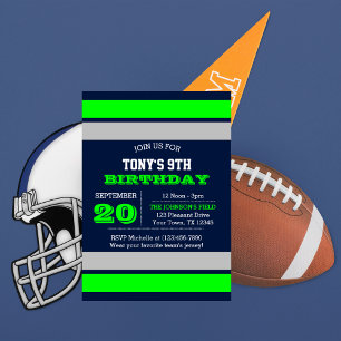 Navy Blue Silver en Green Team Birthday Kaart
