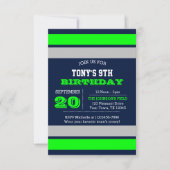 Navy Blue Silver en Green Team Birthday Kaart (Voorkant)