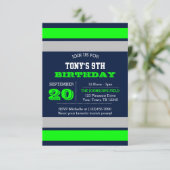Navy Blue Silver en Green Team Birthday Kaart (Staand voorkant)