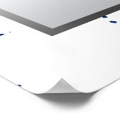 Navy Blue, Silver en White Satin - 16 tafels Poster (Hoek)