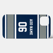 Navy Blue, Silver en White Sports Stripe Case-Mate iPhone Case (Achterkant (horizontaal))