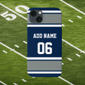 Navy Blue, Silver en White Sports Stripe Case-Mate iPhone Case
