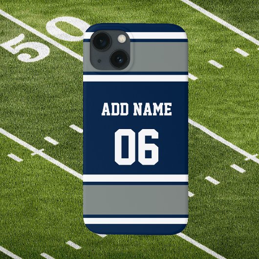 Navy Blue, Silver en White Sports Stripe Case-Mate iPhone Case