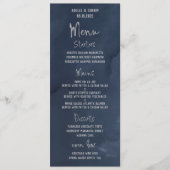 Navy Blue Silver Fancy Calligrafiescript Weddensch Menu (Voorkant)