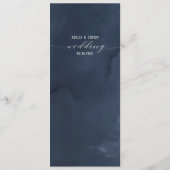 Navy Blue Silver Fancy Calligrafiescript Weddensch Menu (Achterkant)