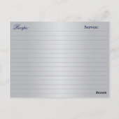 Navy Blue, Silver Floral Hearts Recept Kaart (Achterkant)