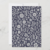 Navy blue | Silver Floral Wedding Kaart (Achterkant)