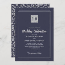 Navy blue | Silver Floral Wedding