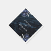 Navy Blue Silver Floral Wedding Servet (Hoek)