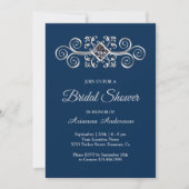 Navy Blue Silver Flourish Diamond Vrijgezellenfees Kaart (Voorkant)