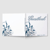 Navy Blue Silver Flourish gastenboek (Volledig)