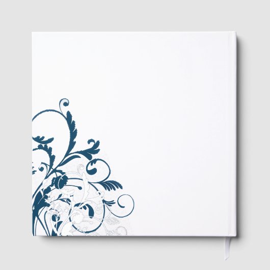 Navy Blue Silver Flourish gastenboek (Achterkant)