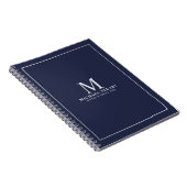 Navy Blue Silver - gepersonaliseerd monogram en na Notitieboek (Rechterzijde)