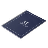 Navy Blue Silver - gepersonaliseerd monogram en na Notitieboek (Linkerzijde)