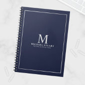 Navy Blue Silver - gepersonaliseerd monogram en na Notitieboek