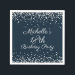 Navy Blue Silver Glitter 18th Birthday Party Servet<br><div class="desc">Elegant en chic navy blue met zilveren glitter 18e verjaardagsfeestje voor vrouwen. Neem contact met ons op voor hulp bij aanpassingen of om passende producten aan te vragen.</div>