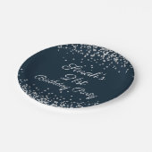 Navy Blue Silver Glitter 21e verjaardag Papieren Bordje (Gekanteld)