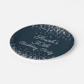 Navy Blue Silver Glitter 30th Birthday Party Papieren Bordje (Gekanteld)