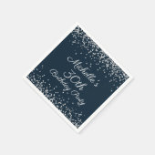 Navy Blue Silver Glitter 30th Birthday Party Servet (Hoek)