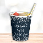 Navy Blue Silver Glitter 40th Birthday Party Papieren Bekers<br><div class="desc">Klassieke en elegante marineblauw met zilveren glitter 40e verjaardagsfeestje papieren bekers. Neem contact met ons op voor hulp bij maatwerk of om bijpassende producten aan te vragen.</div>