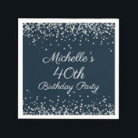 Navy Blue Silver Glitter 40th Birthday Party Servet<br><div class="desc">Elegant en chic navy blue met zilveren glitter 40ste verjaardagsfeestje voor vrouwen. Neem contact met ons op voor hulp bij aanpassingen of om passende producten aan te vragen.</div>