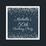 Navy Blue Silver Glitter 50th Birthday Party Servet<br><div class="desc">Elegant en chic navy blue met zilveren glitter 50ste verjaardagsfeestje voor vrouwen. Neem contact met ons op voor hulp bij aanpassingen of om passende producten aan te vragen.</div>